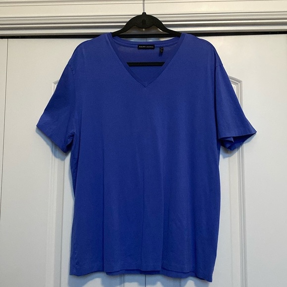 Ralph Lauren Sport T-Shirt Womens XL Periwinkle V neck 100% Cotton Quiet Luxury - Picture 1 of 8